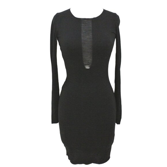 RAQUEL ALLEGRA shred front black jersey dress - Picture 1 of 6